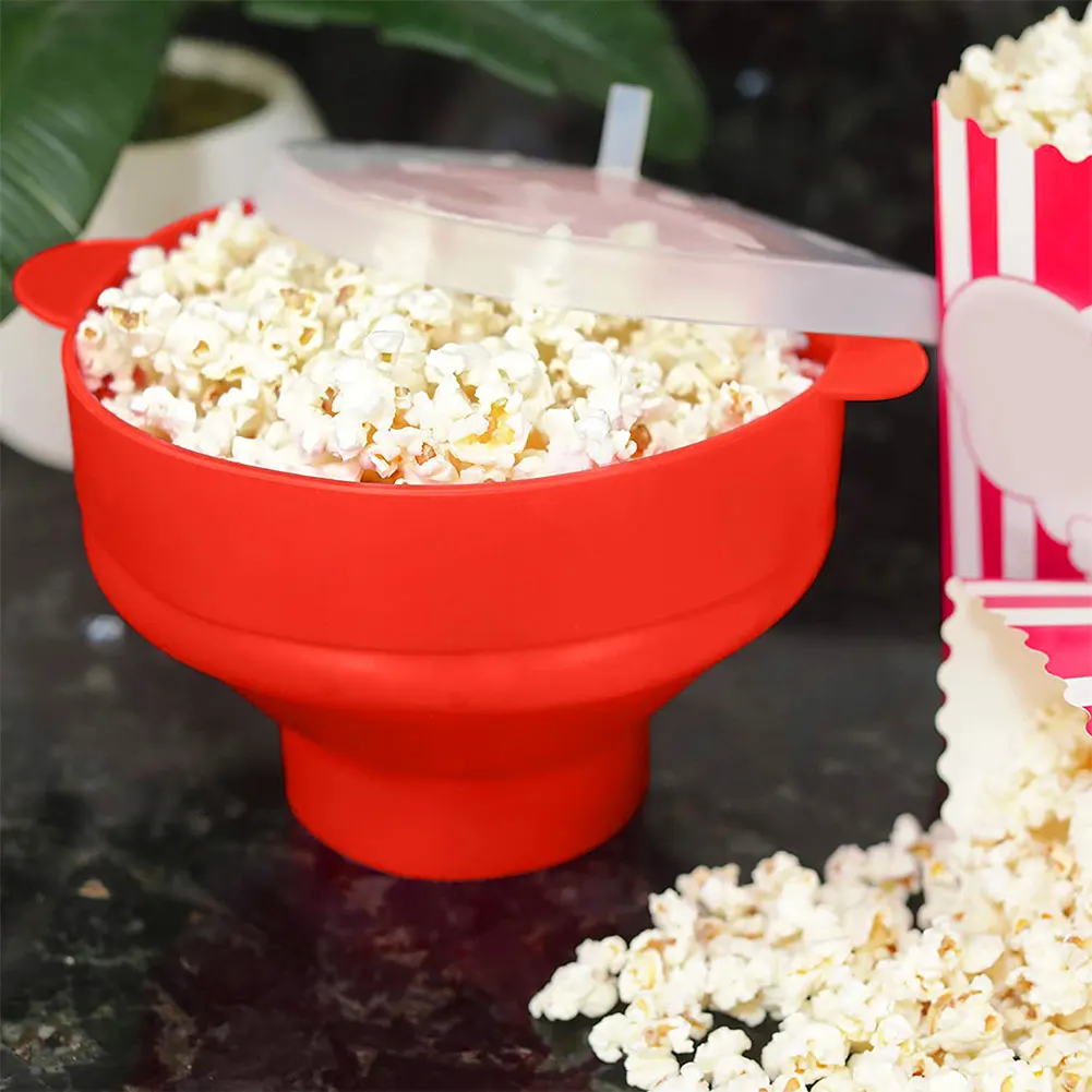 

Microwaveable Silicone Popcorn Popper, BPA Free Collapsible Hot Air Microwavable Popcorn Maker Bowl, Use in Microwave or Oven