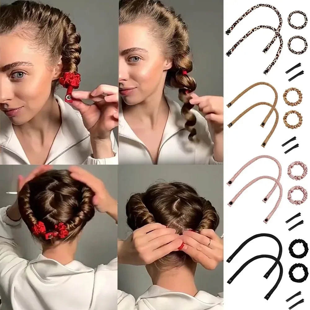 6Pcs Heatless Curling Rod Headband Soft Hair Curlers No Heat Rollers Lazy Silk Curls Sleeping Headband Ties Women Styling Tools