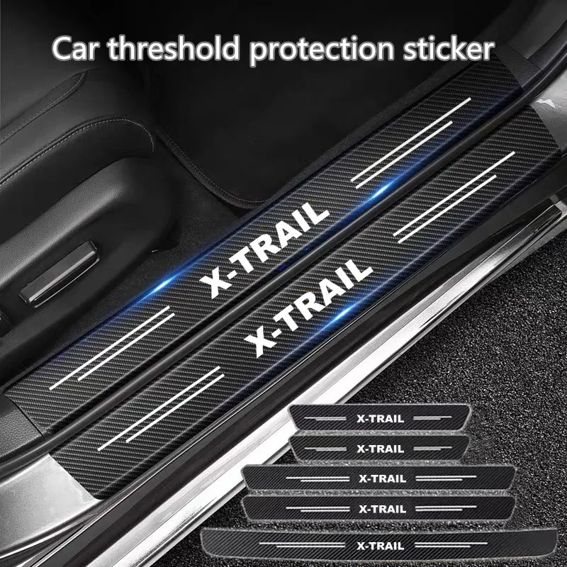 60X7CM Car Door Sill Side Anti Scratch Protector Strip Carbon Fiber Car Sticker For Nissan Xtrail X Trail T30 T31 T32