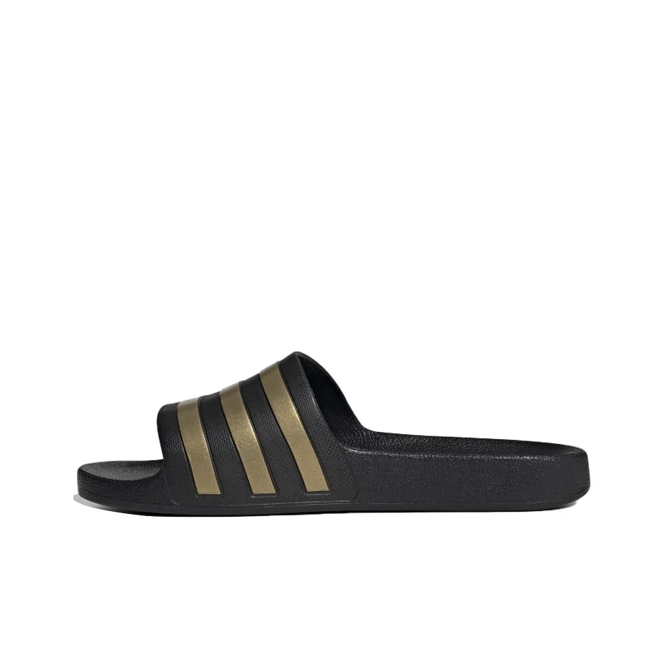 POIZON Adidas Adilette Aqua Slide Chinelos Unissex Preto Dourado