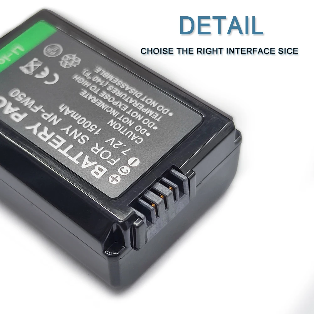 NP-FW50 Battery for SonyAlpha A7 A7II A7R A7S A7RII A7SII DSC-RX10 NEX-3N SLT-A33 A37 A55V -1200mAh Li-ion Replacement Battery