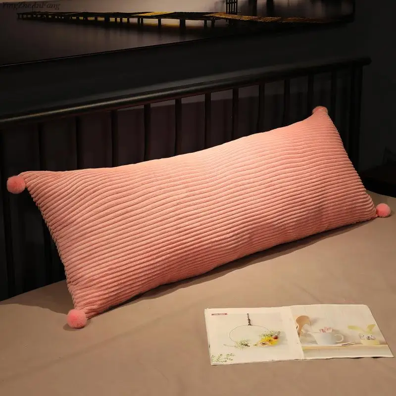 60/85/120/150cm Long Pillow Case Solid Color Soft Comfortable Double Lover Sleeping Pillow Cover Velvet Long Body Pillowcase