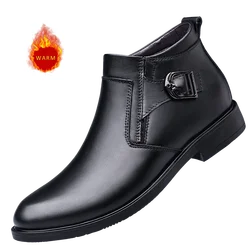 Trendy Brand Men's Genuine Leather Casual Shoes Outdoor High Top Workwear Shoes Cold Resistant Winter Men's Business Shoes
