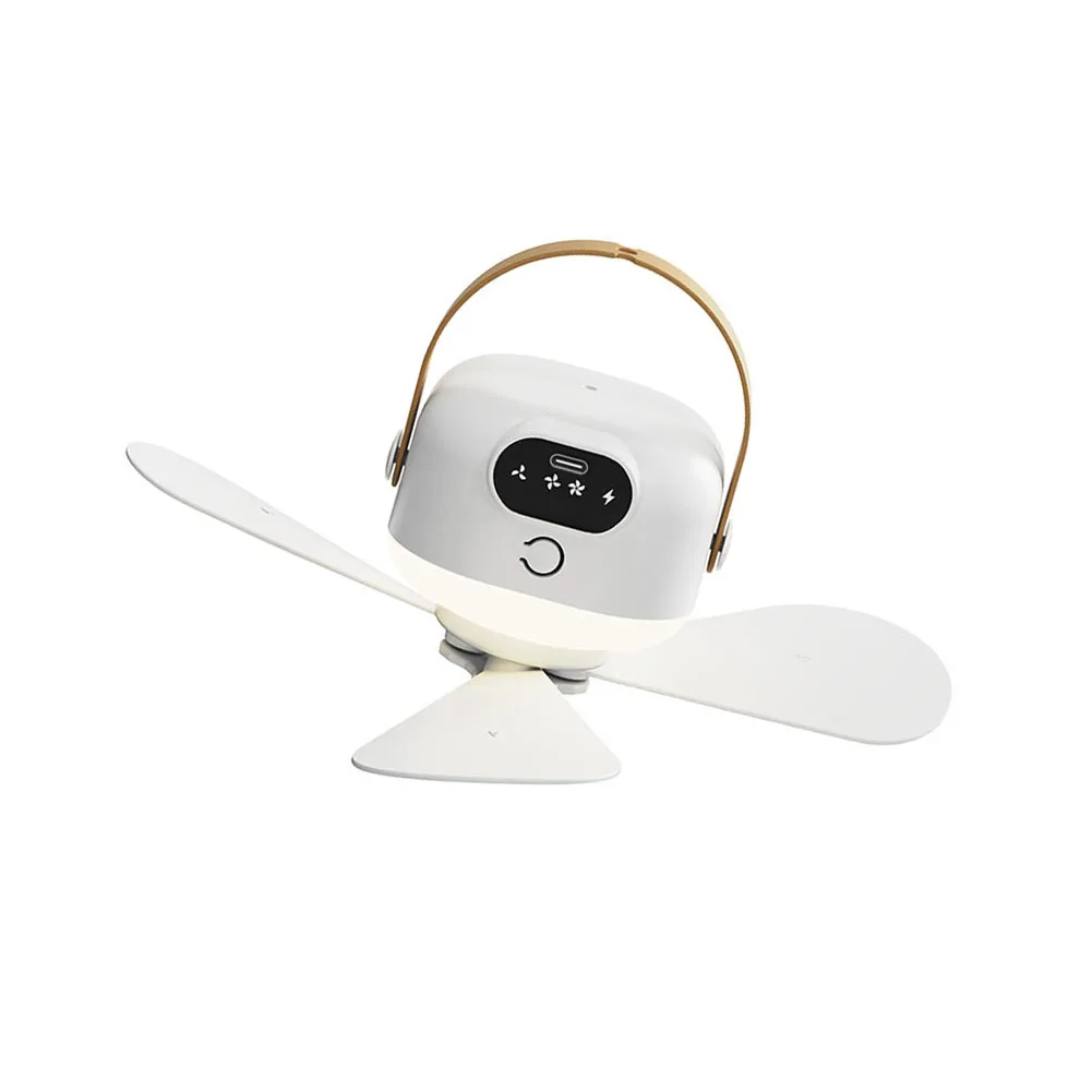 USB Rechargeable Ceiling Fan with Remote Control for Camping RV Tent 2000mAh 4000mAh Battery 3 Speeds Built-in Ambient Light