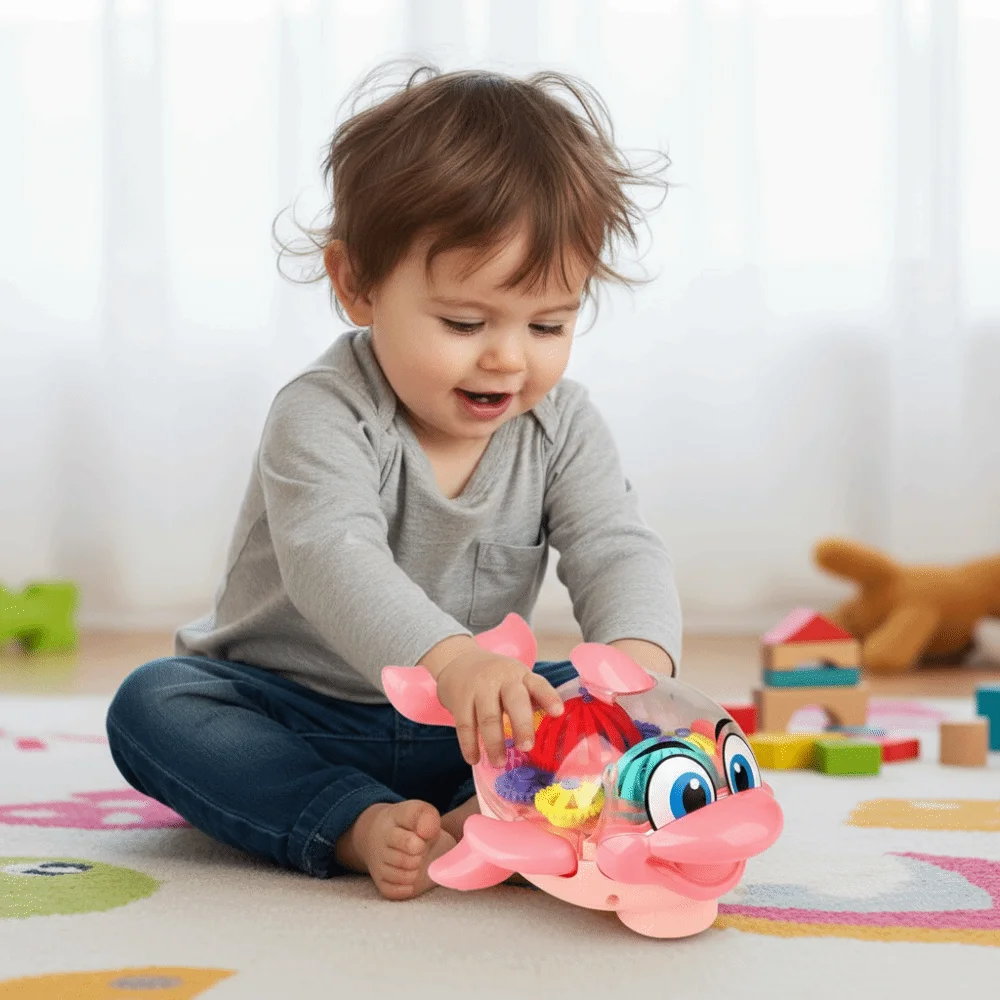 Jouet dauphin lumineux LED, musique légère, équipement mécanique Flexible, créature marine, jouet d'apprentissage éducatif précoce