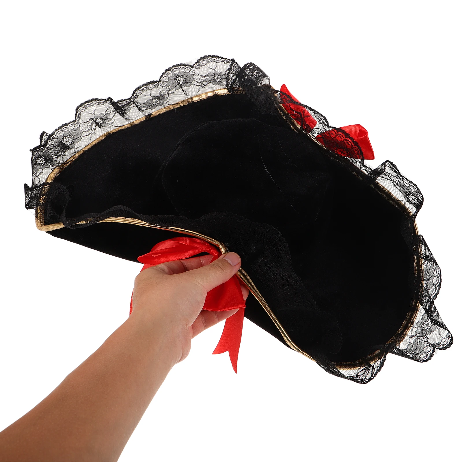 

Halloween Cosplay Props Bow Pirate Hat Headpiece Female Accessories Funny Party Hats Adult Pirate Black Fancy Dress Cap New