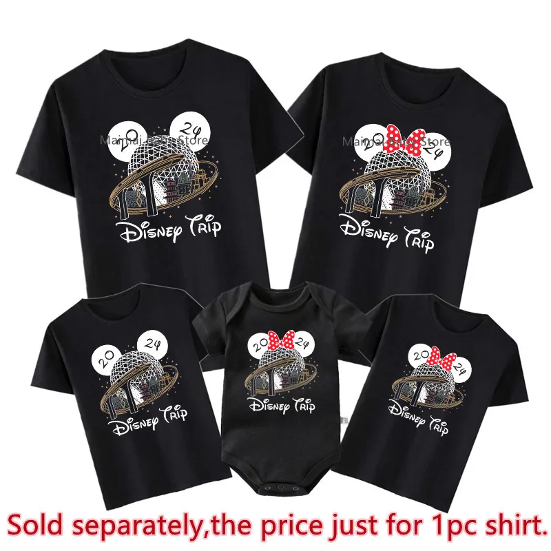 Epcot Disney Trip 2024 Family Matching Shirts Funny Mickey Minnie Tshirt Look Dad Mom Kids Tee First Disneyland Vacation Outfits