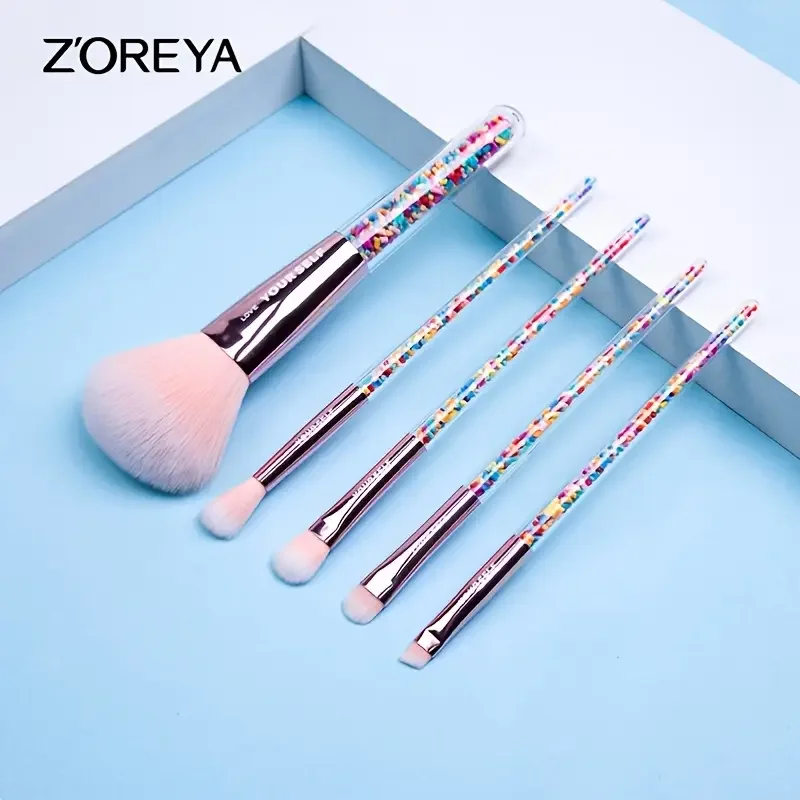 ZOREYA-Ensemble de pinceaux de maquillage pour femmes et filles, manche en acrylique pailmétrage, poudre, fard à joues, fard à barrage, outils de maquillage