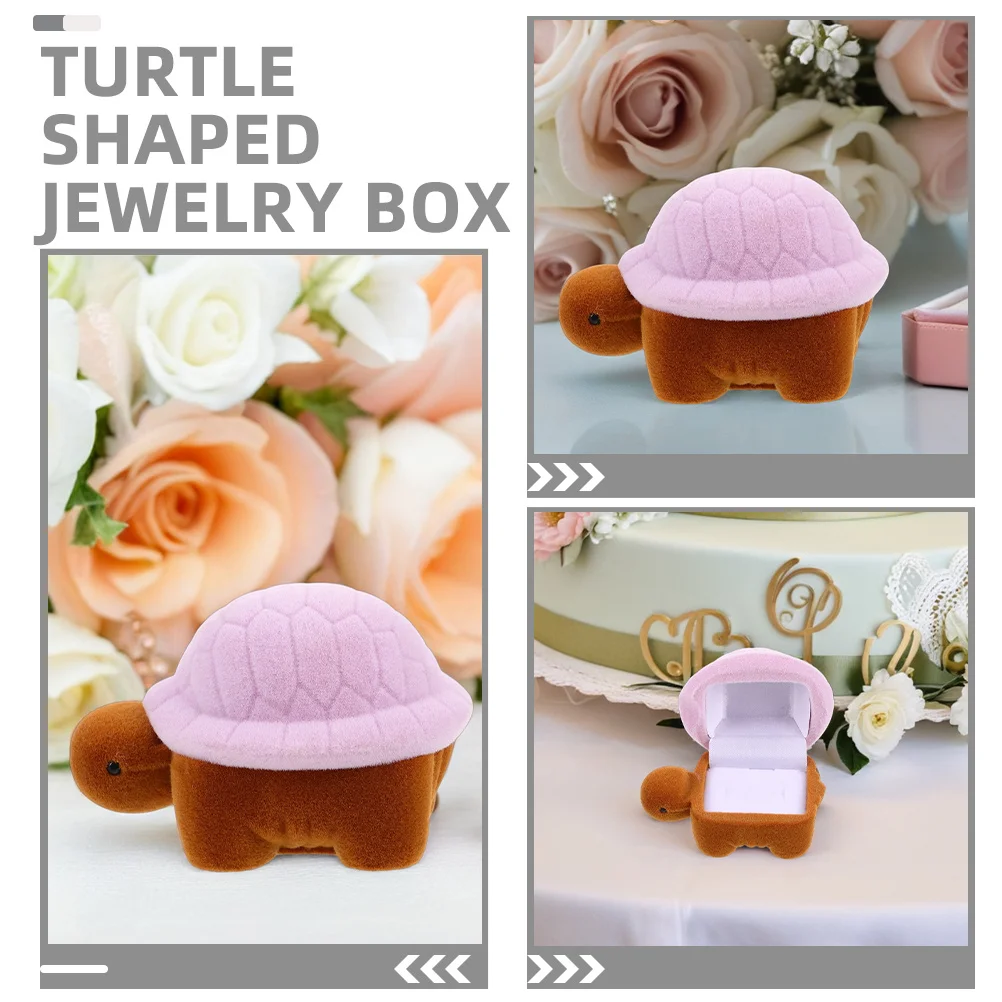 2Pcs Sea Turtle Jewelry Box for Rings and Ear Studs Portable Trinket Storage Cute Animal Design Home Decor Accessory Organizer