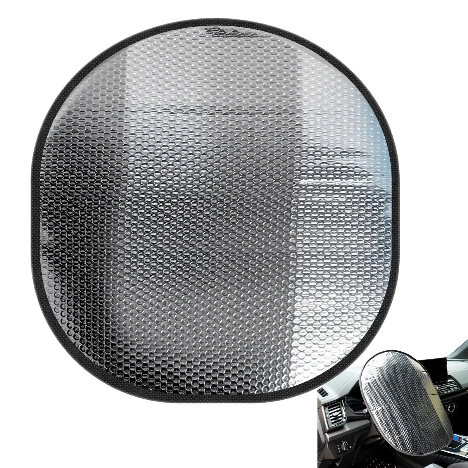 

Silver Car Steering Wheel Sun Shade Double Thick Sun Protection Foldable Anti-uv Sunscreen Car Supplies Car Steering Wheel Cover