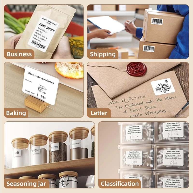 5 Rolls of White Label Stickers, 30Mm/40Mm/50Mm Wide, Compatible with M110/M221/M220/M120/M200/Etc Portable Handheld Thermal Label Printers, for Office, Business, and Home Labeling, Widely Used