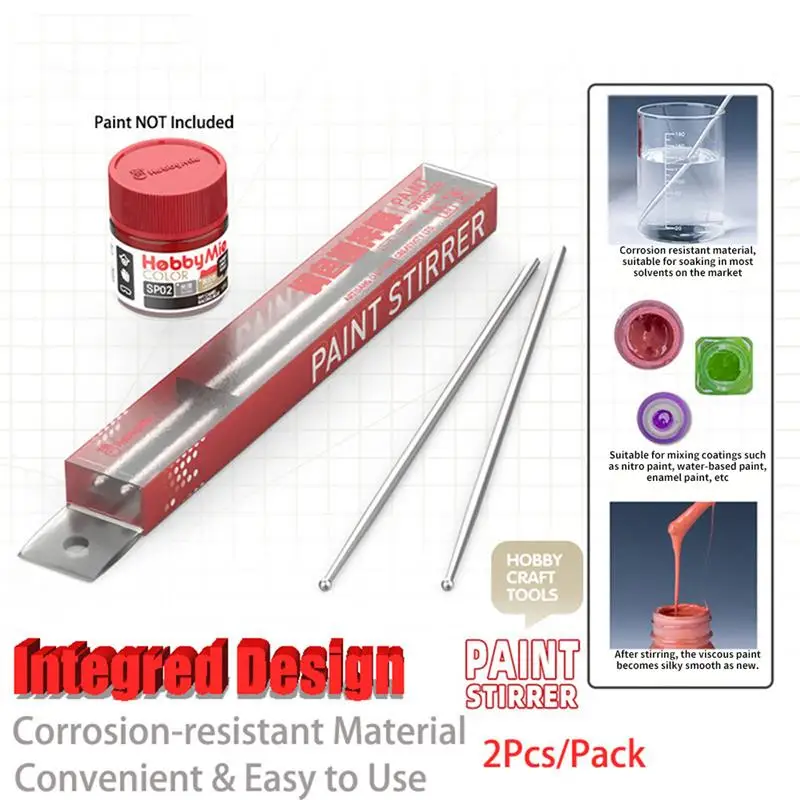 Resistente à corrosão Metal Color Mixing Rod, Agitador de tinta, Epóxi Mixer, Paint Mixers, Easy Clean, Art Resin, 177mm, 2Pcs