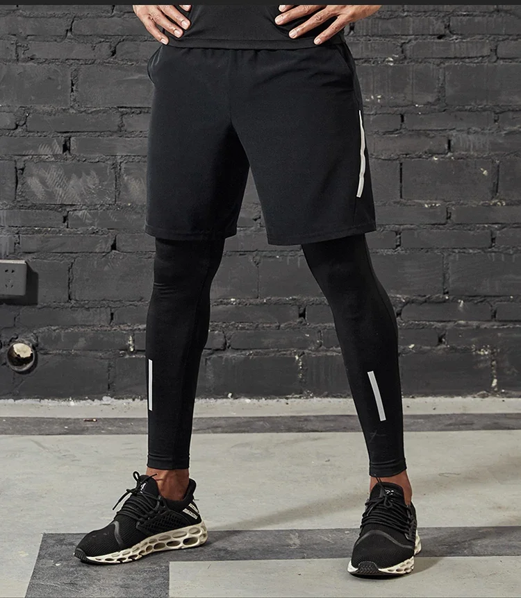 New Compression Pants Men Running Tights with Reflective Striped Basketball Legging Workout Elastic Waist Trousers Men view 6