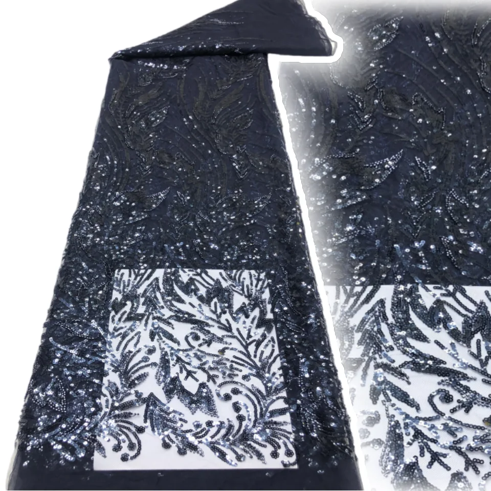 

Элегантная кружевная ткань с цветочной вышивкой и блестками, бусины, 2021, высокое качество, французский тюль, нигерийская кружевная ткань для шитья платья AH1602