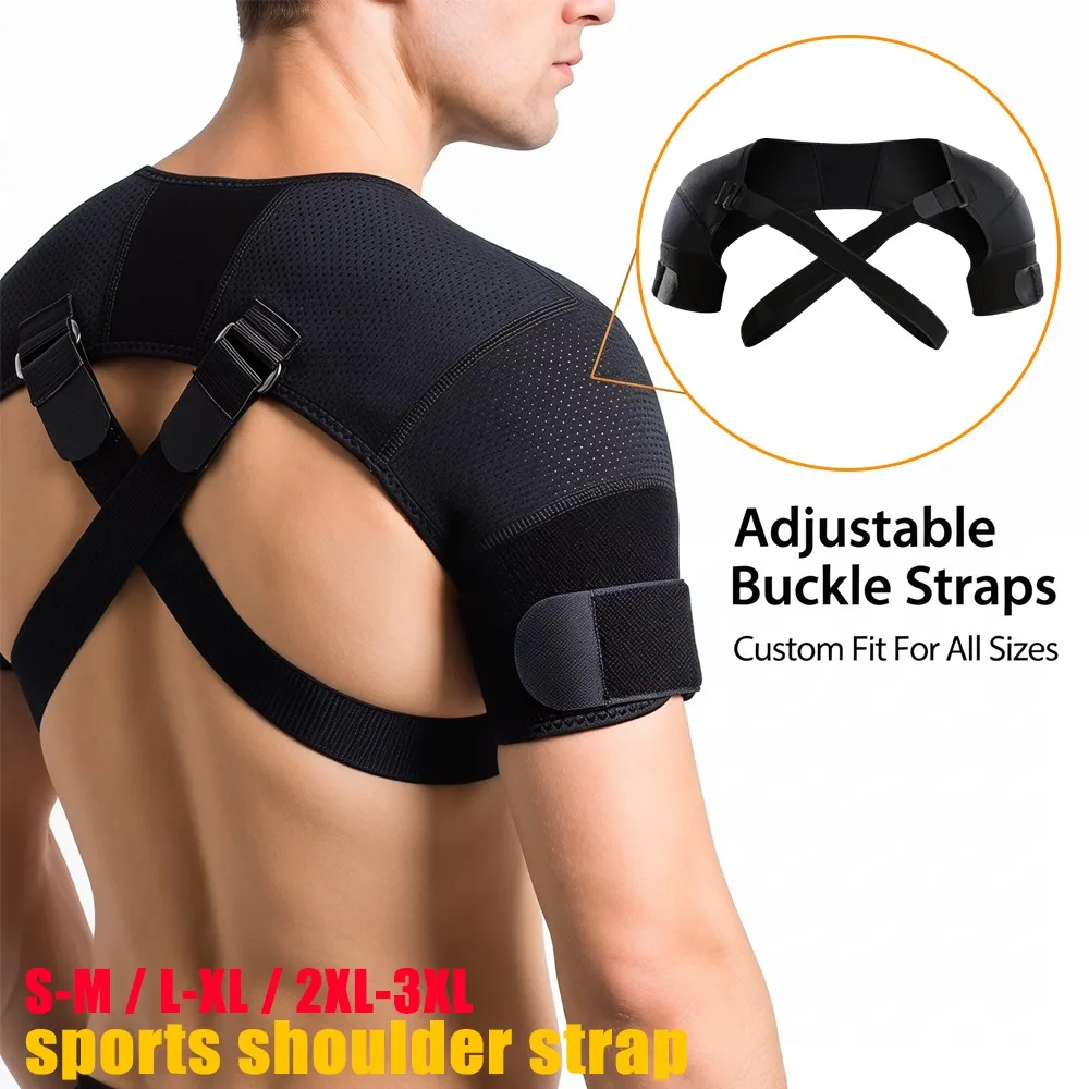 Double Shoulder Brace Sports Support Strap Adjustable Compression Breathable Cross Strap Pain Relief Injury Prevention