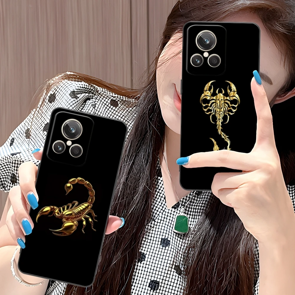 Colored Golden Scorpio Mobile Cell Phone Case for Realme GT 2 9i 8i 7i Pro X50 X2 C35 C21 C20 C11 C3 Black Phone Cover Shell