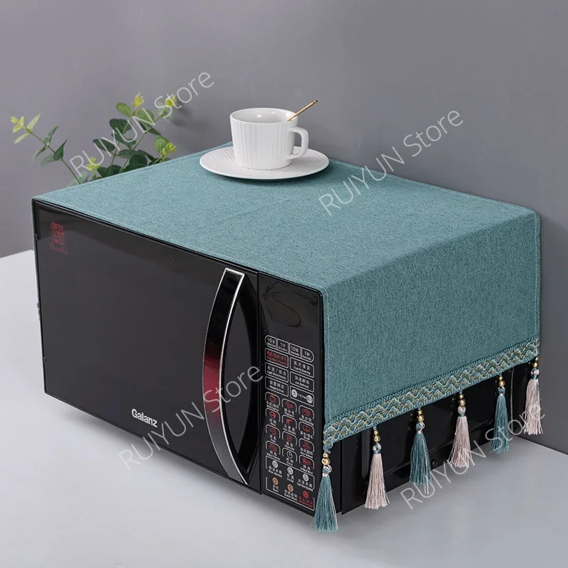 Solid Color Dustproof Microwave Oven Cloth Dust Covers with Storage Bag Microwave Oven Covers Kitchen Supplies