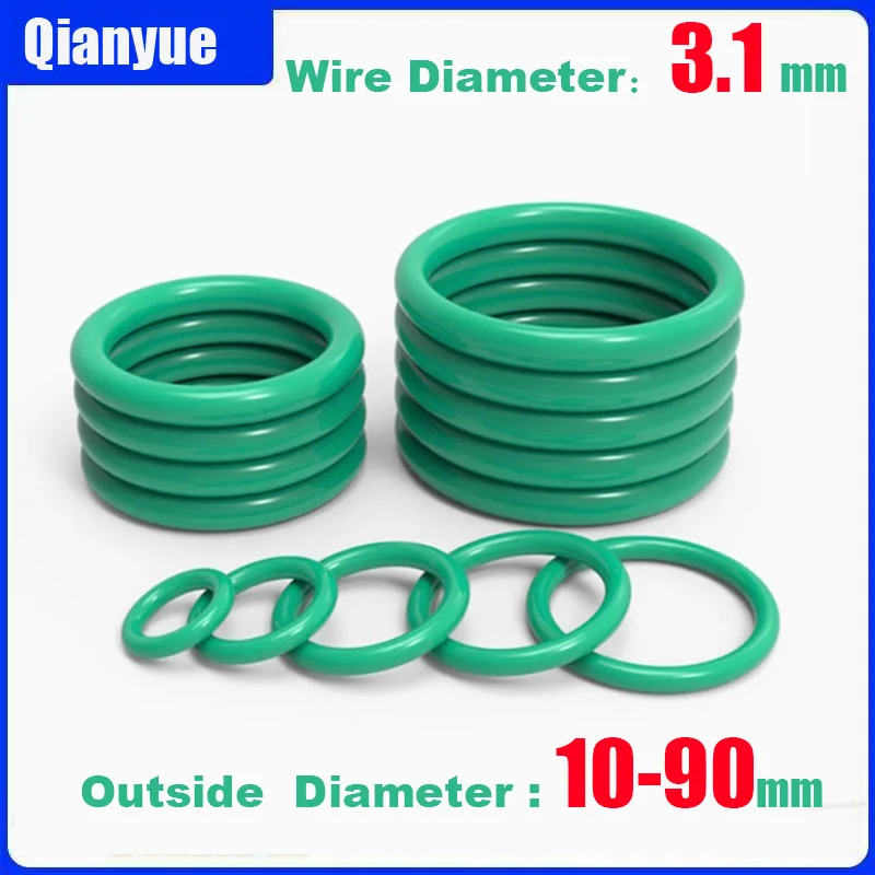 

3.1mm Thickness FKM O-Rings,10-90mm OD High-Temperature Viton Seals for Chemical/Acid Resistance (ISO 3601)