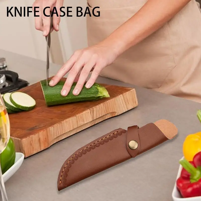 Knife Protective Cover Leather Sheath Belt Knife Sheath With Waist Belt Buckle Pocket Multi-function Tool