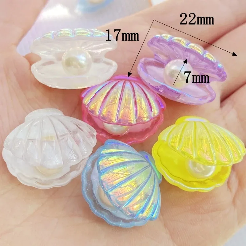 10Pcs Kawaii Cute Color Plated Pearl Shells Flat Back Resin Cabochons Scrapbooking DIY Jewelry Craft Decoration Accessorie