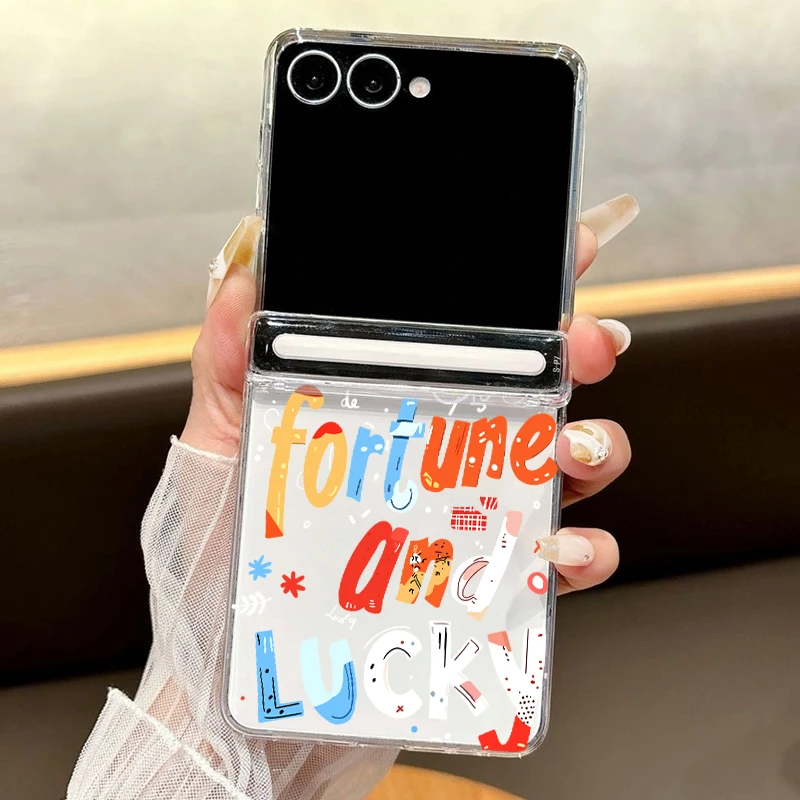 Magnetic Adsorption Phone Case For Samsung Galaxy Z Flip7 Flip6 Flip5 Flip 7 FE 6 5 Creative Letter Pattern Folding Hard Cover