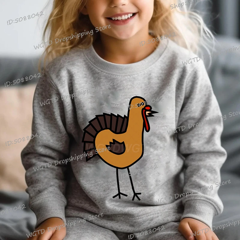 

Fun Turkey Happy Thanksgiving Sweatshirt Girls Boys Hip Hop Animal Turkey Cartoon Streetwear Autumn Thanksgiving Pullover