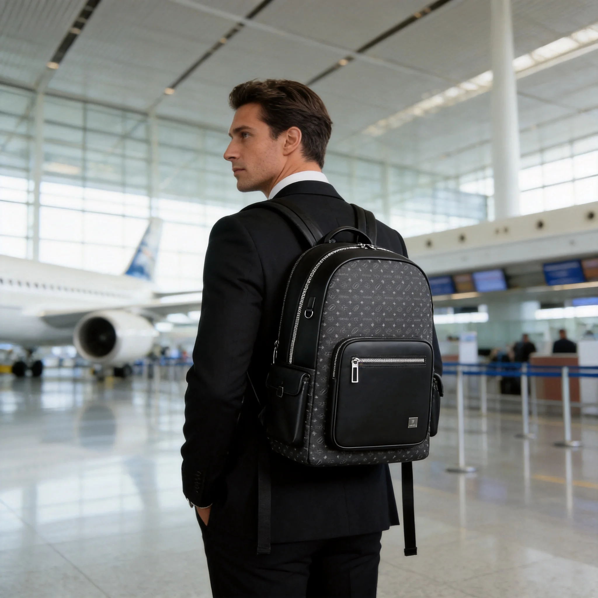 WiWU Master Pro Backpack Luxurious PVC Laptop Backpack 15.6 inch Waterproof Laptop Bag for MacBook Pro 16 inch