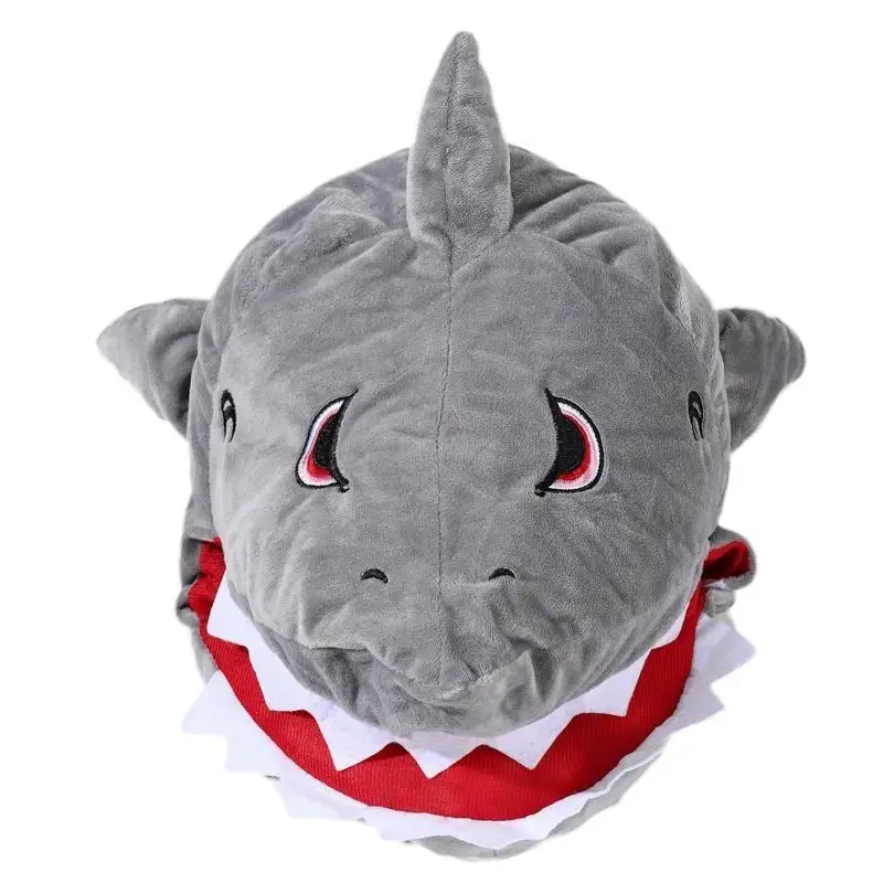 652f漫画ヘッドギアノベルティプラッシュグレーサメの形状帽子ヘッドギアキャップ屋外アクティビティ犬ウォーキングスノーボード