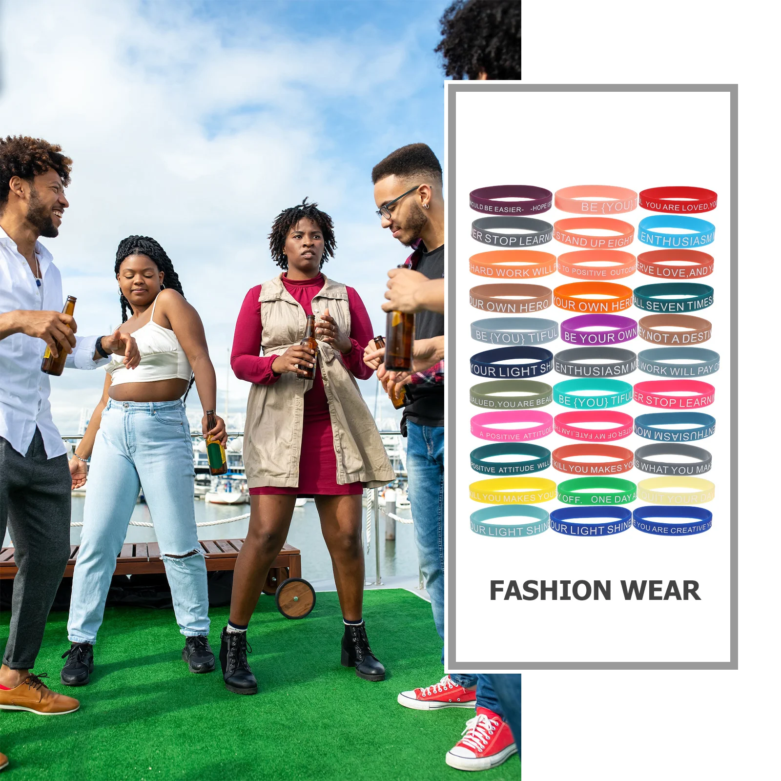 Bracelets en Silicone avec citation de motivation, 60 pièces, Bracelets inspirants pour pom-pom girl