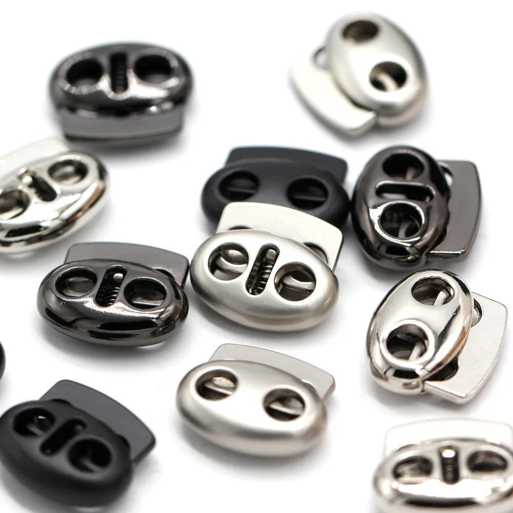 10Pcs Shock Cord Rope Stopper Alloy Spring Buckles For Clothing 2 Holes Replacement Hoodie DIY Supplies Bag Accessories
