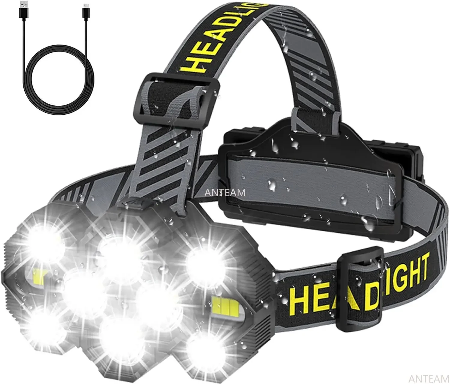 4000 Lumens Bright Headlamp Usb Rechargeable 10 Led Head Lamp 8 Modes Head Light With Red Light Waterproof Flashlight Headlight