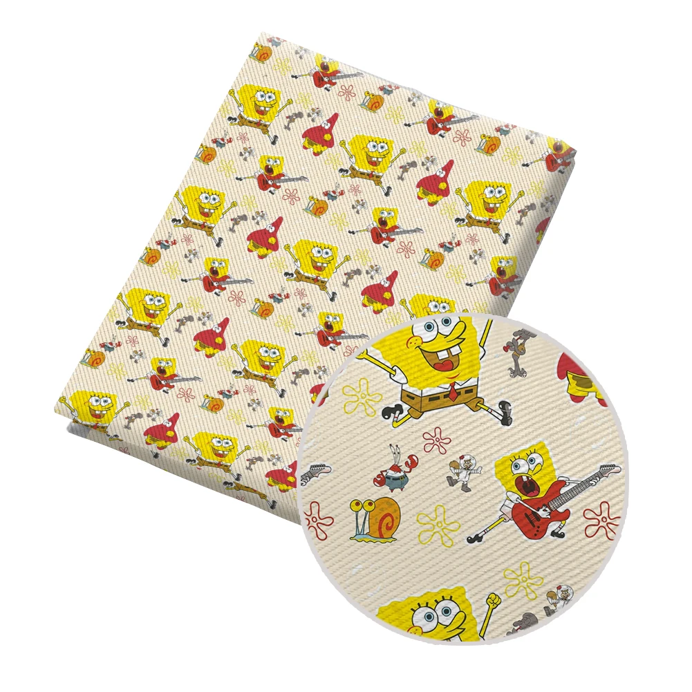 Cartoon SpongeBob Yellow Character Printed Twill Fabric for Patchwork Quilting Fabrics