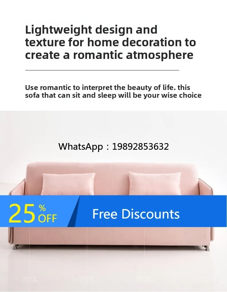 AB Small Apartment Sofa Bed Extendable Twin Bed Apartment Living Room Dual-use