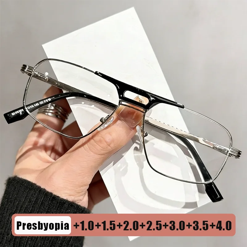 

Women's Unique Double-Bridge Square-Frame Reading Glasses HD Comfortable Blue Light Blocking Metal-Frame Reading Glasses