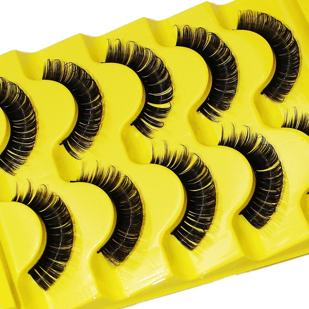 5 Pairs Lashes DD Curl Russian Lashes 3D Faux Mink Eyelashes Reusable Fluffy Russian Strip Lashes eyelash extension