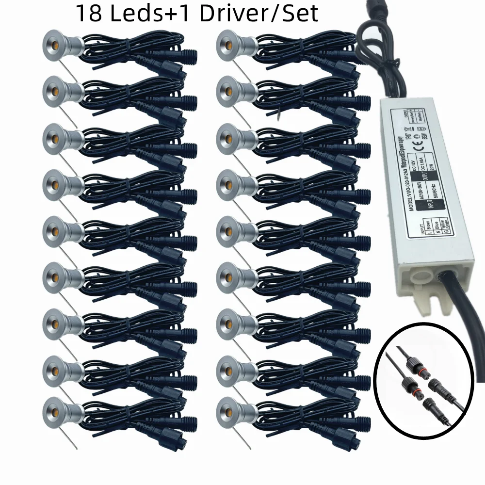 Mini LED Deklicht IP67 Waterdicht 15mm Tuintrap Ondergrondse Gloeilamp 12V Buitentrap Landschap Verlichting AC220V 110V - afbeelding 1