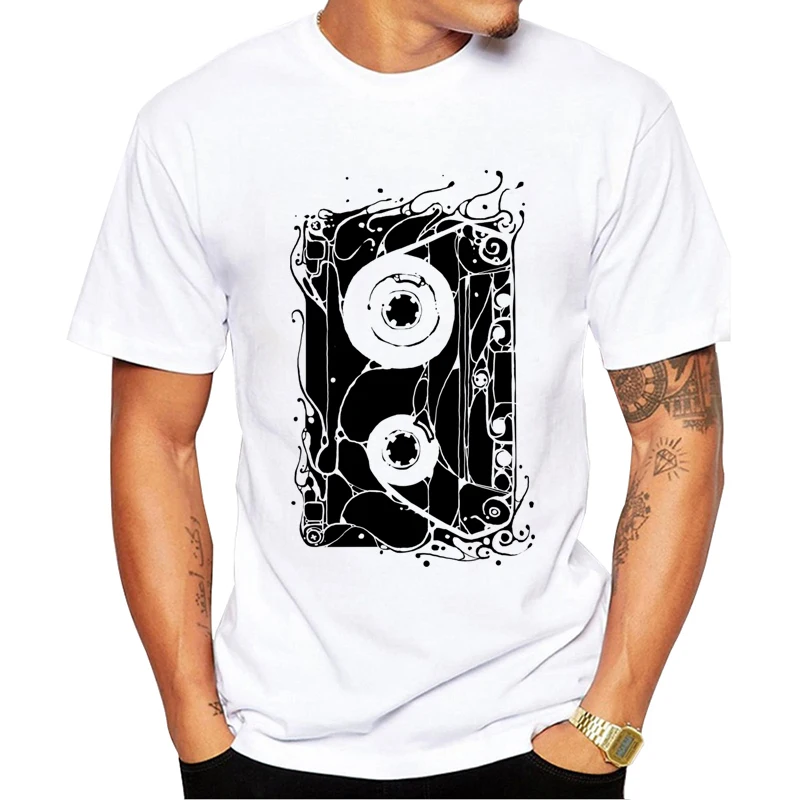 TEEHUB Fashion Cassette Memories Men T-Shirt Hipster Vintage Tape Printed t shirts Short Sleeve Tshirts Cool Essential Tee