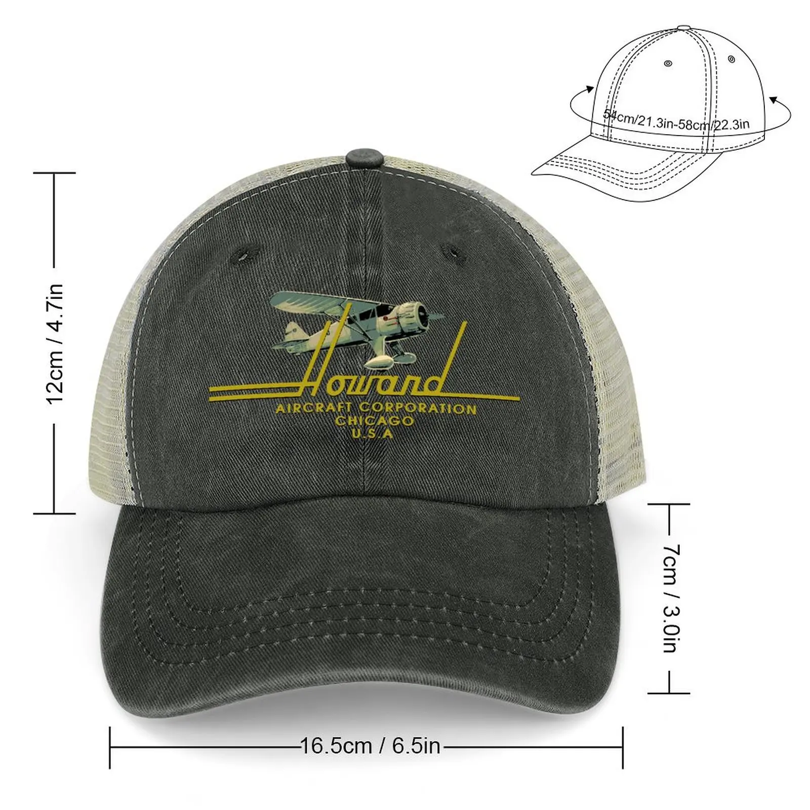 Howard Vintage Aircraft Chicago Baseball Cap Military Cap Man Hip Hop Rave Luxury Man Hat Hats For Women Men's