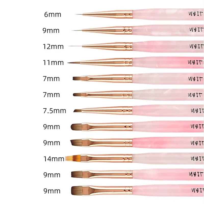 Nail Design Art Pen Pink Transparent Brush Painting Brush Uv Gel Extension Drawing Carving Pen Diy Manicure Tool Pędzel do paznokci