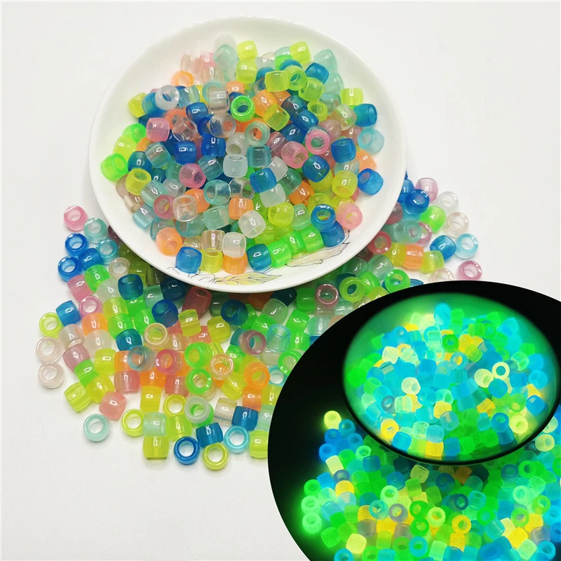 6x9mm Luminous Pony Beads Acrylic Loose Spacer Beads For Jewelry Making Handmade Material Craft Accessory Wholesale