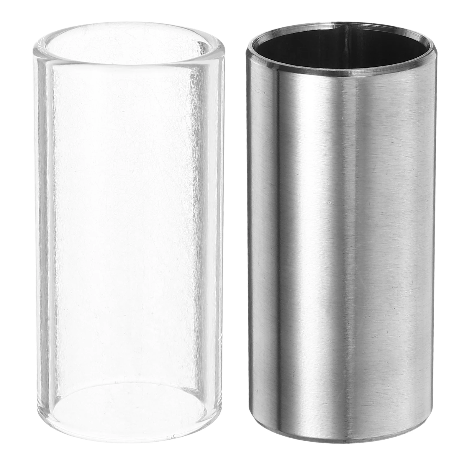 

2 Pcs Guitar Slider Guitars Glass Stainless Steel Medium Bottleneck Standard Rail