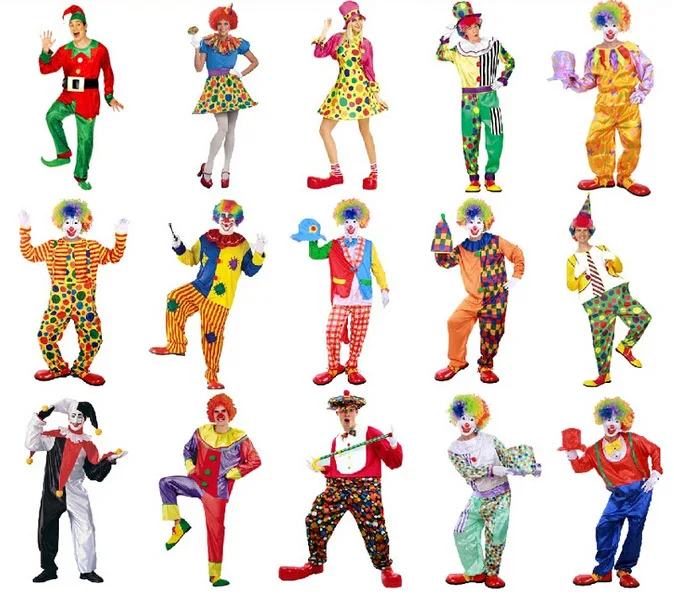 

Adult Halloween Clown Performance Costume Makeup Dance Party Clown Clothes Clown Suit Clown Mask Set Wig Funny Outfit Set