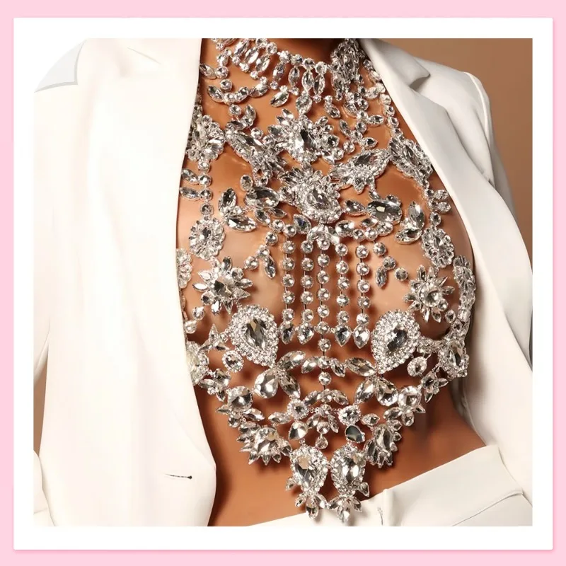 

Popular Fancy Bra Ladies Sexy Bikini Rhinestone Breast Chain Body Chain Personality