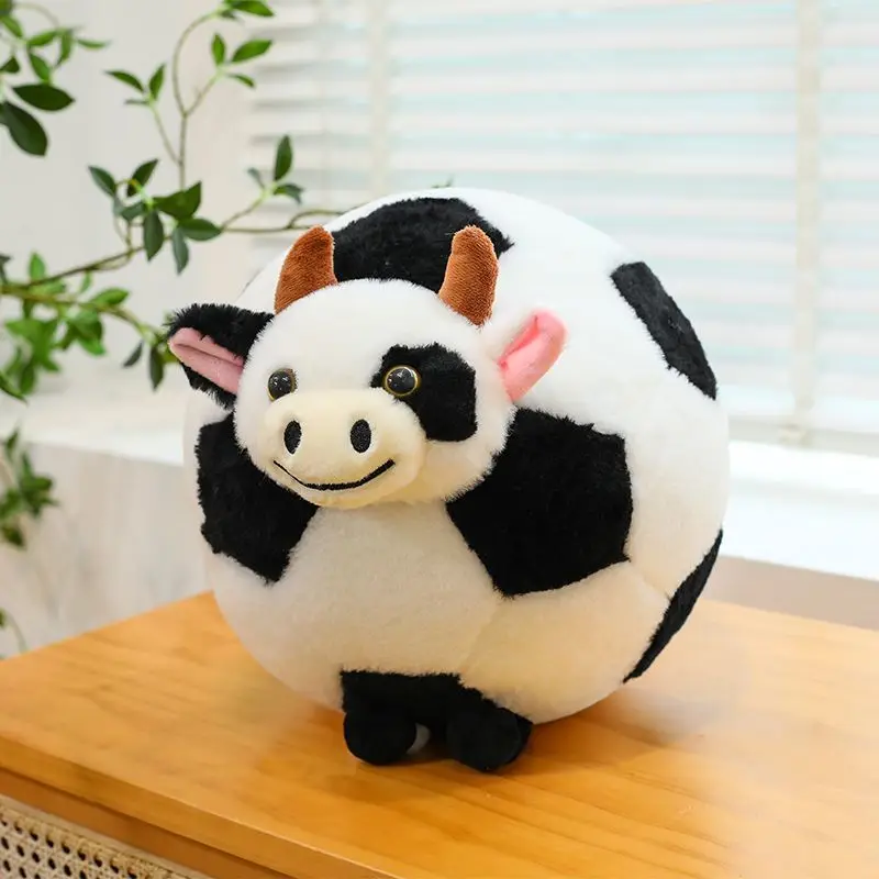 

25cm Creative Bull Head Football Plush Toy Cute and Funny Combination Calf Ball Doll as Birthday and Christmas Gift for Child