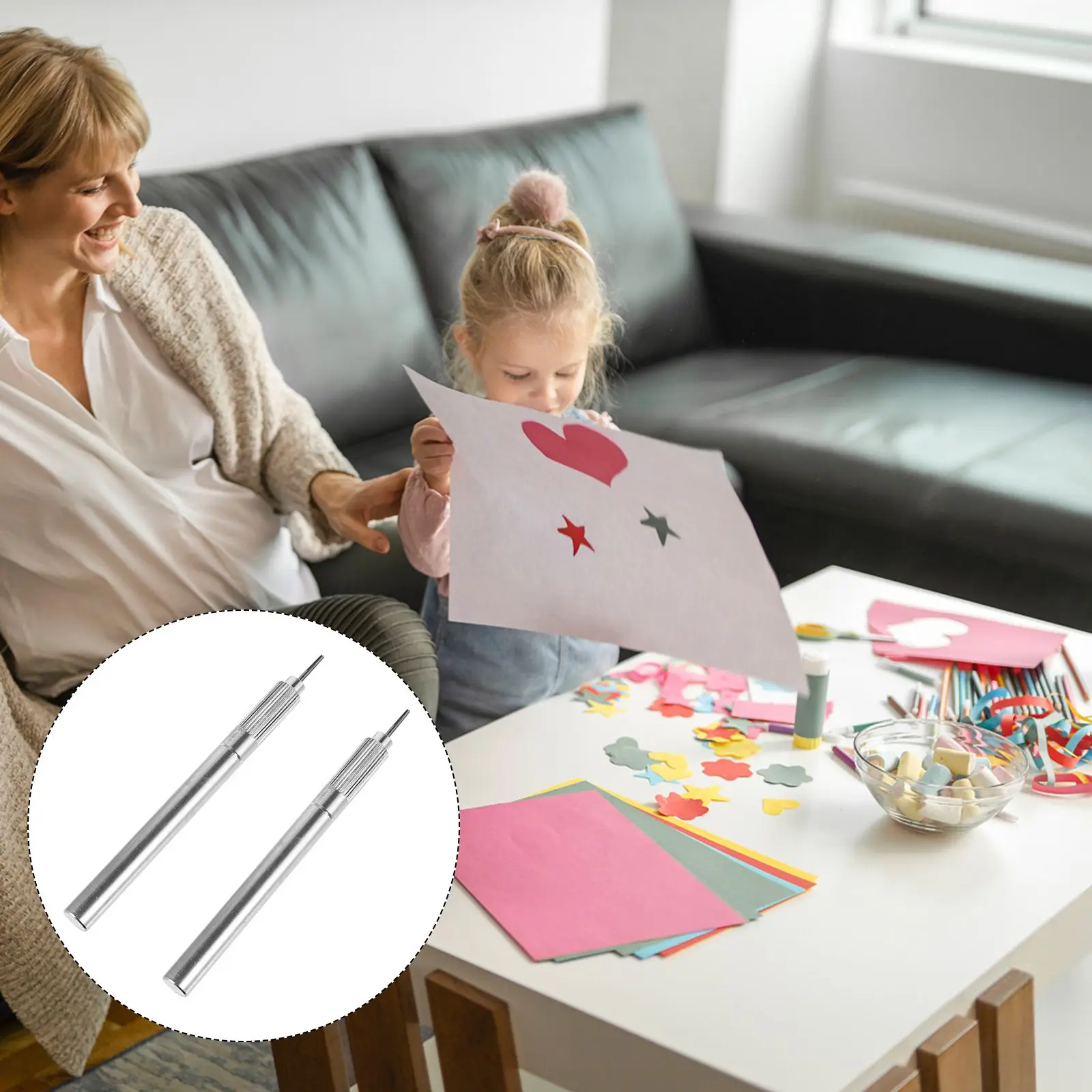 2PCS Metal Quilling Durable Silver Paper Curling Tool DIY Accessory Craft Quilting Tool For Home Party Wall