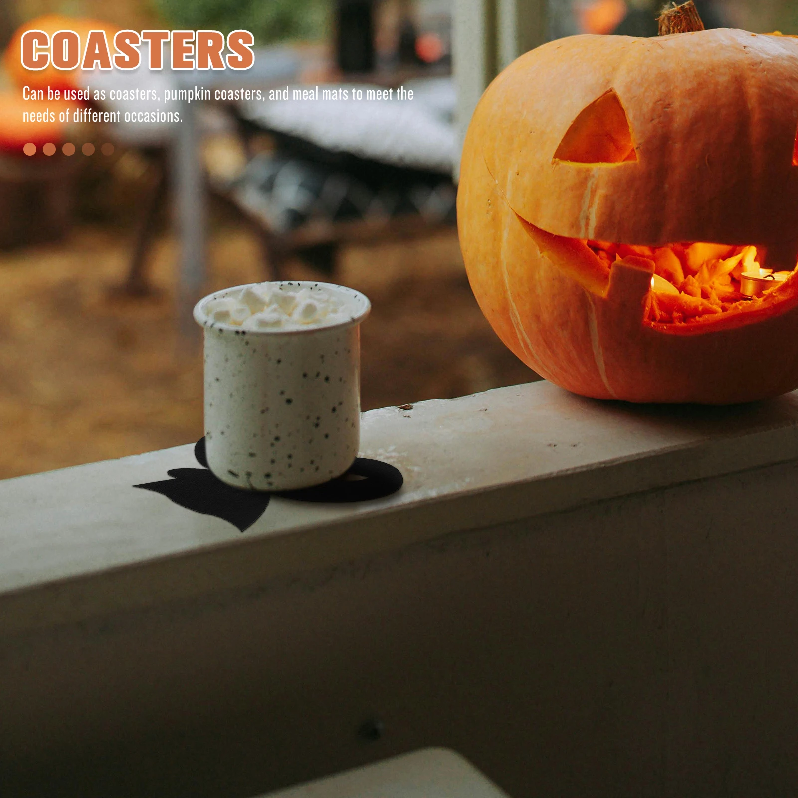 

Pumpkin Coasters Decorative Halloween for Table Cups Mats Place Decoration Drinks