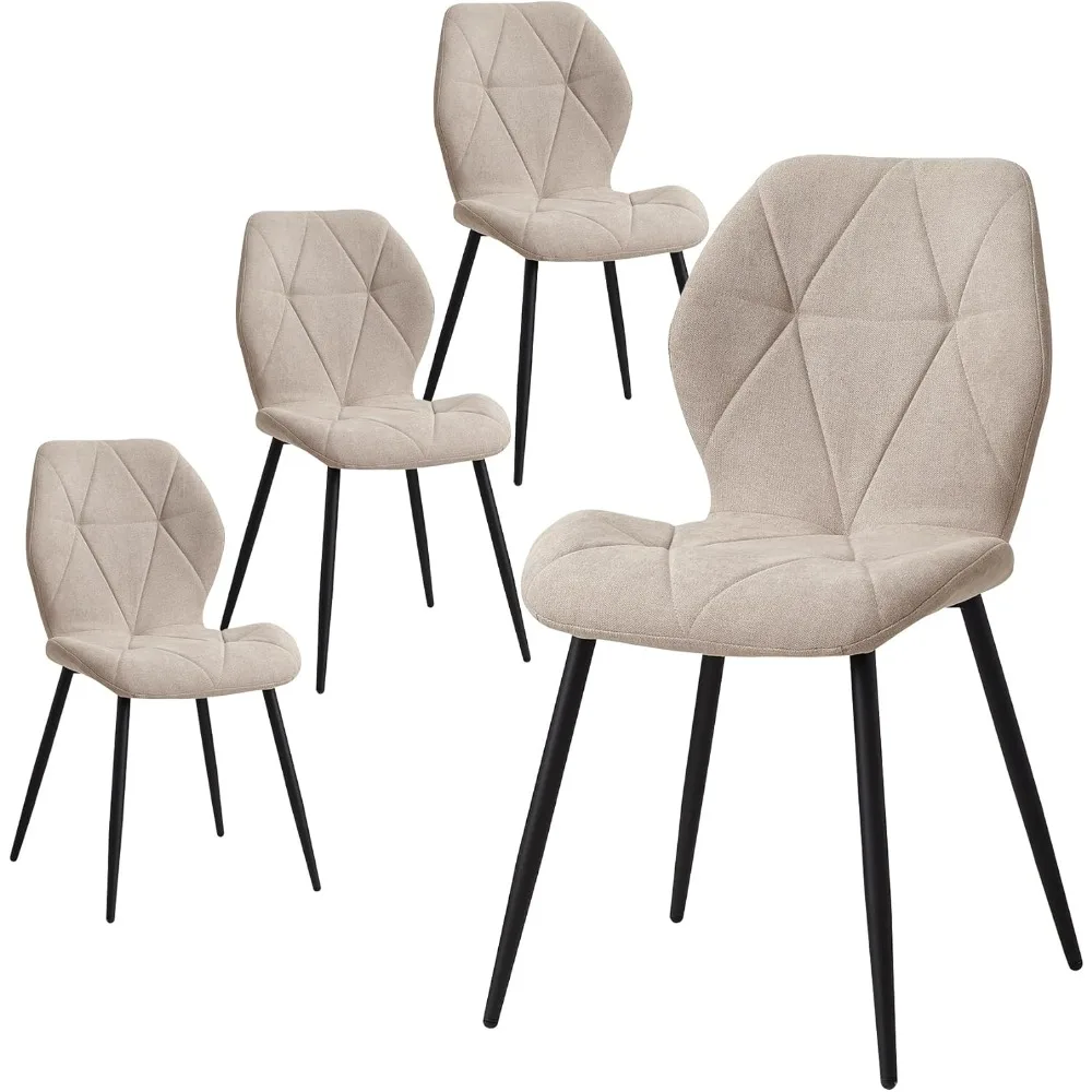 Sillas de Comedor Nórdicas, Asiento Acolchado y Patas Metal - Pack de 4