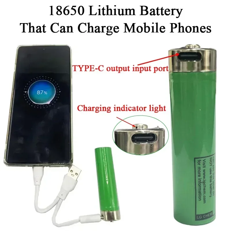 Power Bank 3.7V 3500mAh 18650 Lithium Battery INR18650 Rechargeable Battery USB TYPE-C Charging Port Supports Reverse Charging