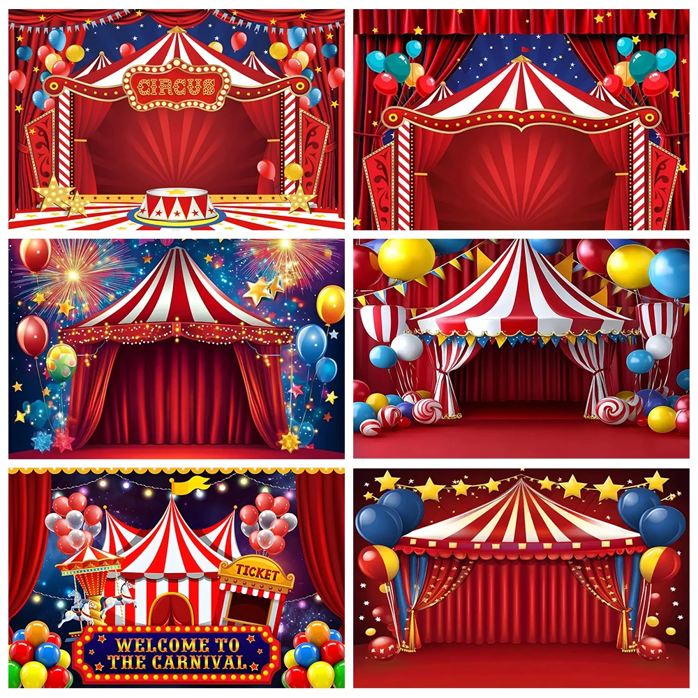 

Circus Red Tent Theme Party Backdrop Children Birthday Decorations Banner Circus Carnival Background Baby Shower Gift Photo Prop