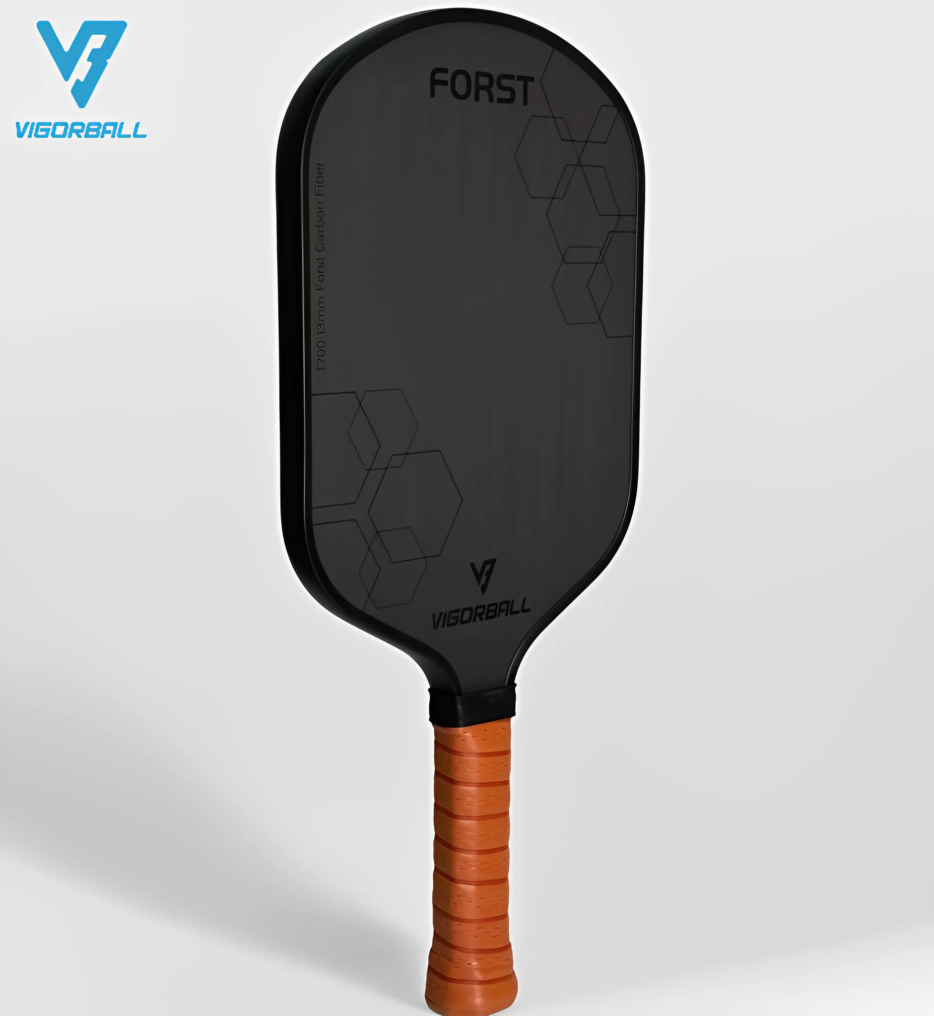 Paleta de Pickleball de fibra de carbono T700, superficie esmerilada de fricción de carbono, núcleo de panal de polímero, potencia mejorada, giro y